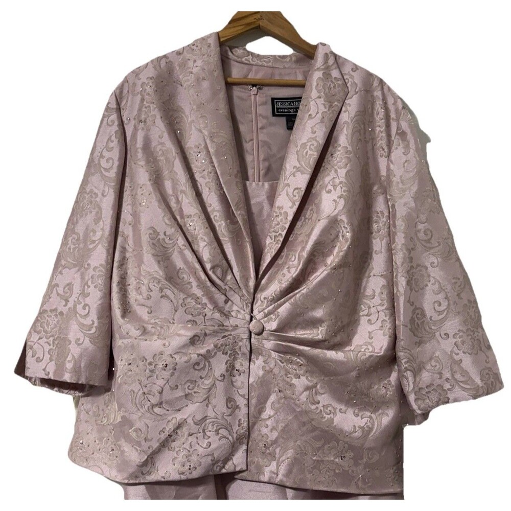 Jessica Howard Jacquard Blazer Sheath Dress Size 18W Dusty Pink MOB Wedding NWT - Picture 4 of 11